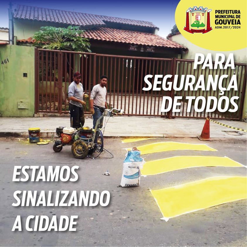 Estamos sinalizando as faixas elevadas e os redutores de velocidade em nossa cidade.